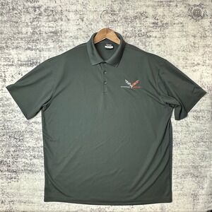 Nike Golf Dri-Fit Men's Polo XXL Gray Corvette Grand Sport‎ Embroidered Logo
